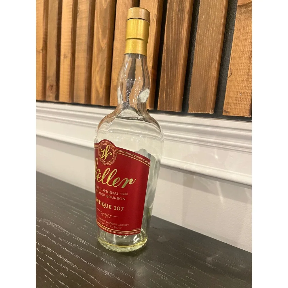 Weller Antique 107 Empty Bourbon Bottle 750ml with Cap Red Label Not Rinsed